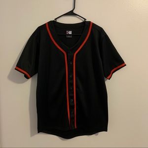 Black and Red Baseball Button Jersey